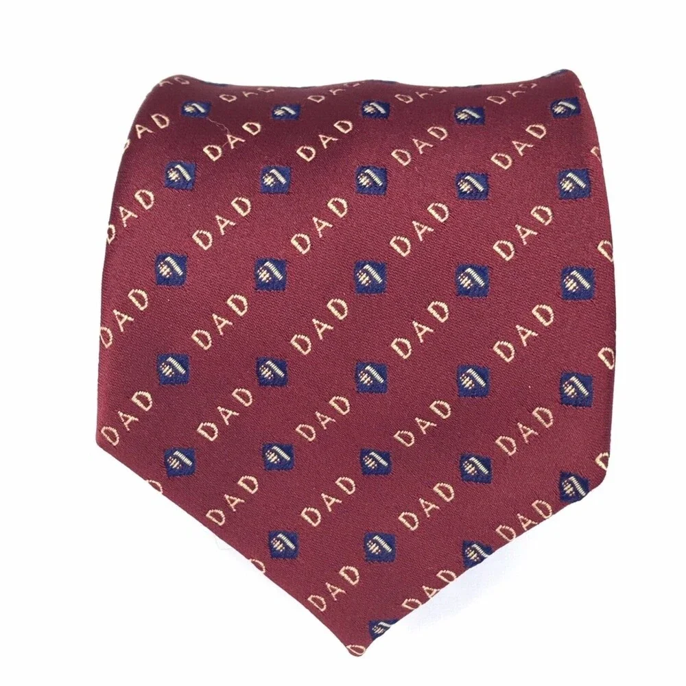 #1 Dad Father Family Father's Day Gift Red Classic Short Men's Tie Necktie 3x54